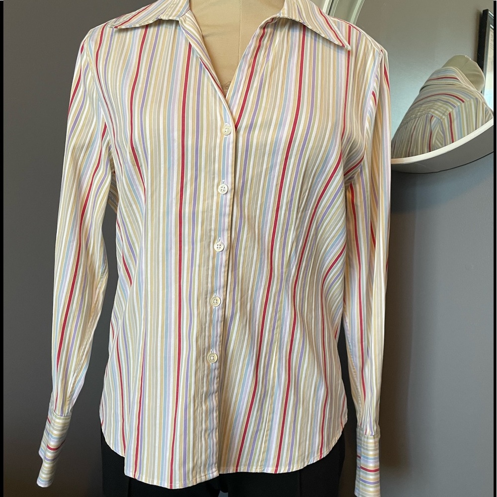 Charles Tyrwhitt Tailored Ladies Striped Button Down Long Sleeve Shirt